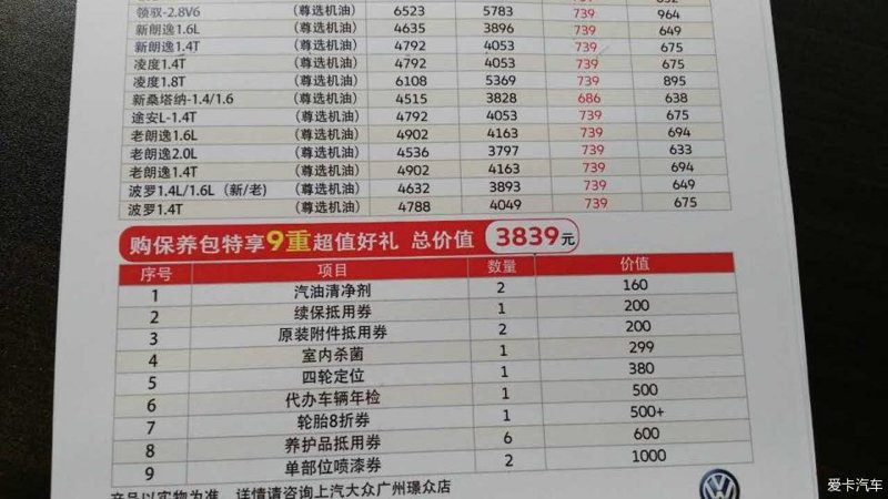 汽车保养套餐